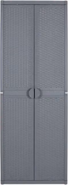 Armadio da Giardino Grigio 65x45x172 cm in Rattan PP 364063