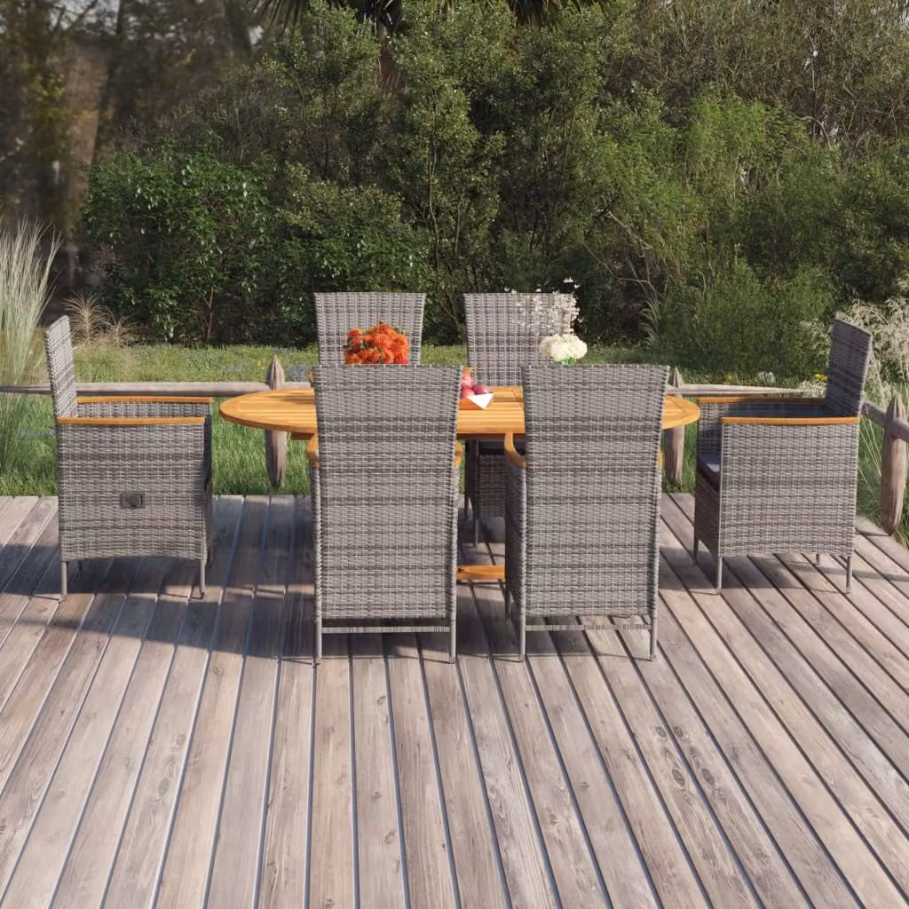 Maison Exclusive - Set da pranzo da giardino 7 pezzi in polyrattan grigio