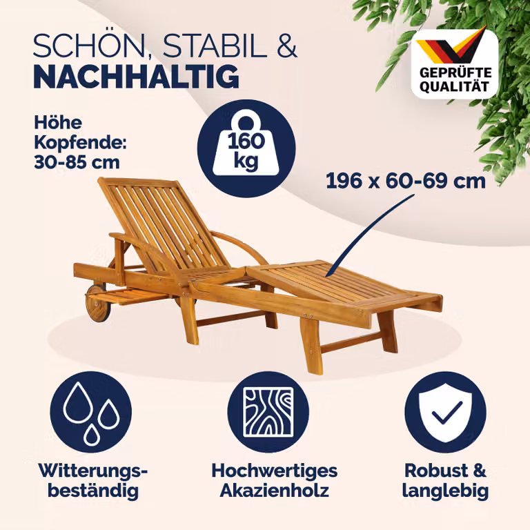 Set di 2 lettini da giardino Tami Sun CASARIA in legno di acacia con cuscini rossi