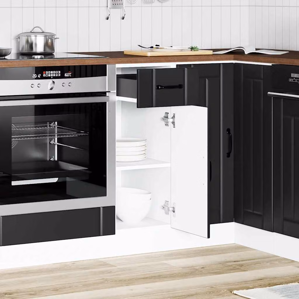 Base da cucina moderna vidaXL Lucca in legno nero opaco L: 46 cm, P: 30 cm, H: 81,5 cm