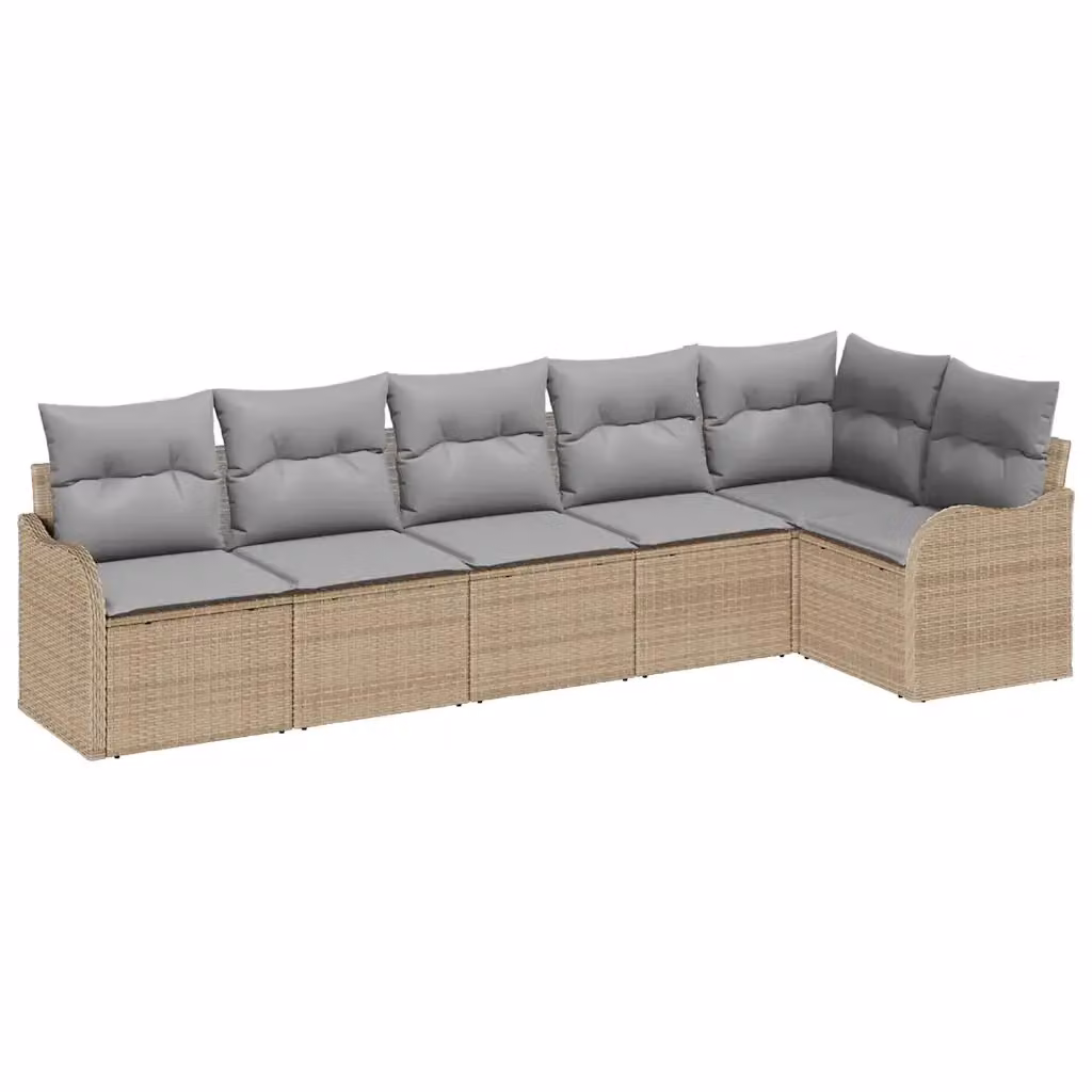 Set Divano da Giardino a L vidaXL 6 pz Beige con Cuscini in Polyrattan e Struttura in Metallo – 2