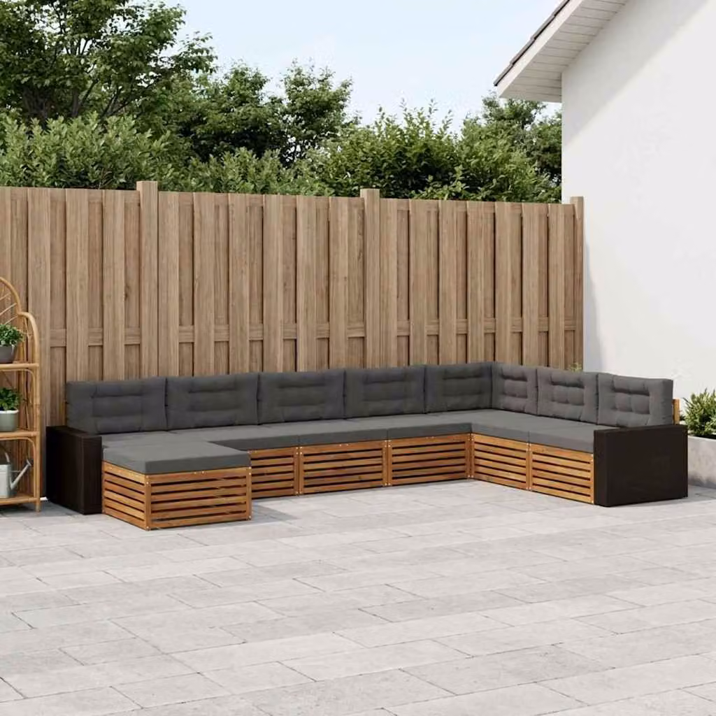 Set di divani da esterno vidaXL a forma di U in legno di acacia con 8 pezzi, colori beige e antracite