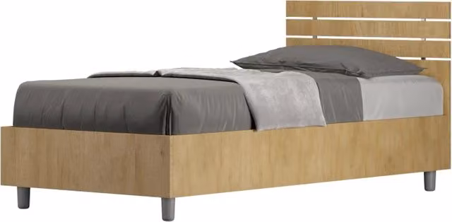 BS COM Letto singolo contenitore 80x200 testata dritta con doghe quercia