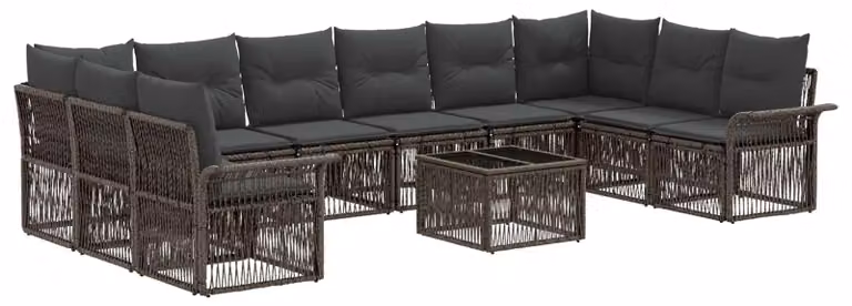 Set Divano da Giardino 11 pcs Grigio polyrattan
