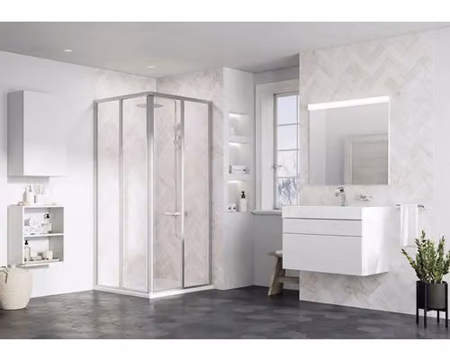 Un lato della cabina doccia RAVAK SRV2-100 195 S satinato+trasparente 14VA0UO2Z1