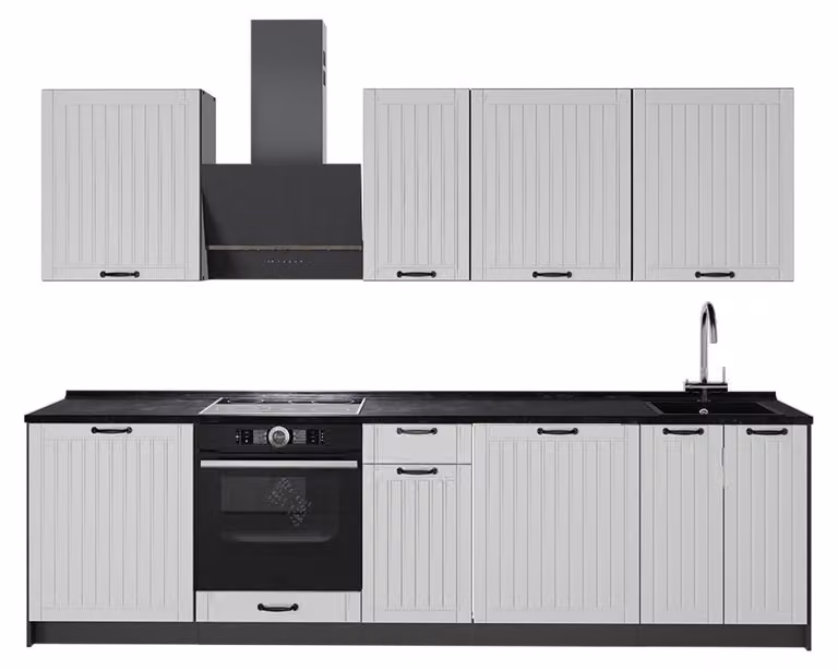 Cucina componibile Vicco Fame-Line Bianco rustico/Antracite 280 cm senza piano di lavoro, Model 64180