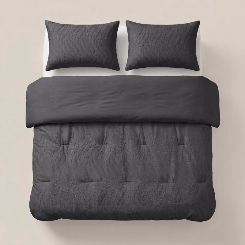 Sleeptime, coperta trapuntata "Lazy", color grigio, dimensioni 200 x 200 cm, con federe