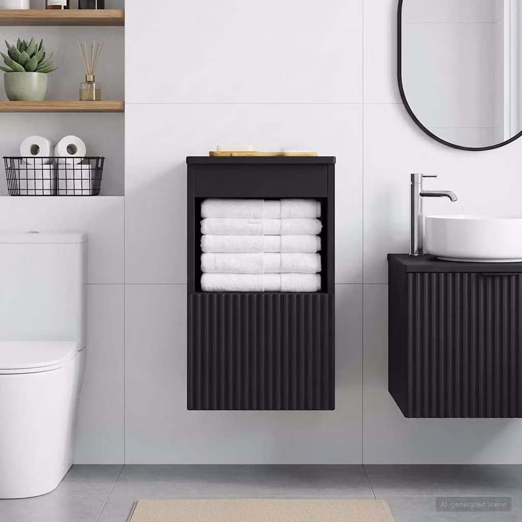 Mobile da bagno vidaXL nero in legno MDF con ante a cerniera L: 30 cm, P: 35 cm, H: 50 cm
