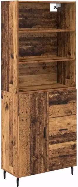 Credenza con cassetto 2 pz | Madia | Buffet da pranzo | Armadio da pranzo Legno vecchio Legno multistrato
