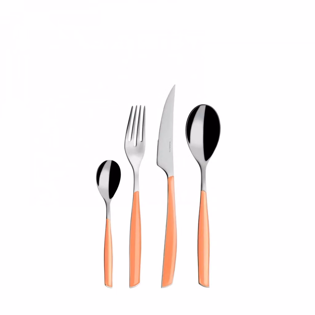 Set di posate Glamour Casa Bugatti 24 pezzi in acciaio inox rivestito colore arancione con scatola Gallery – 2