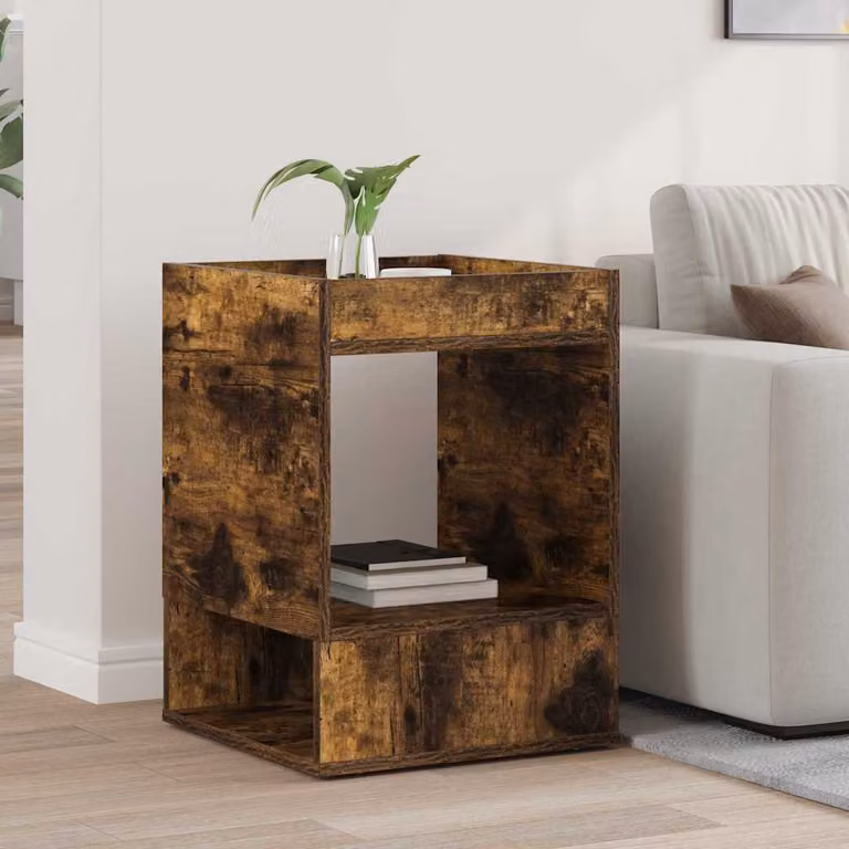 Tavolino moderno vidaXL in legno rovere fumé marrone L/P/H: 40 x 40 x 56 cm