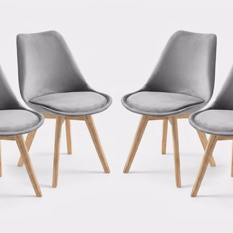 Set di 4 sedie da soggiorno e da cucina in velluto in stile scandinavo Smart Soft - Grigio