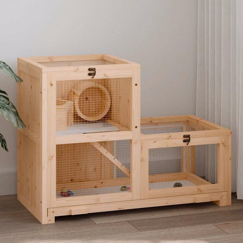 vidaXL Gabbia per Criceti 81x40x60 cm in Legno Massello di Abete