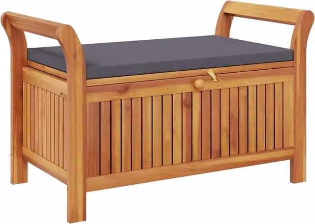 Panchina Portaoggetti Giardino | Panca da Giardino Cuscino 91 cm Legno Massello Acacia