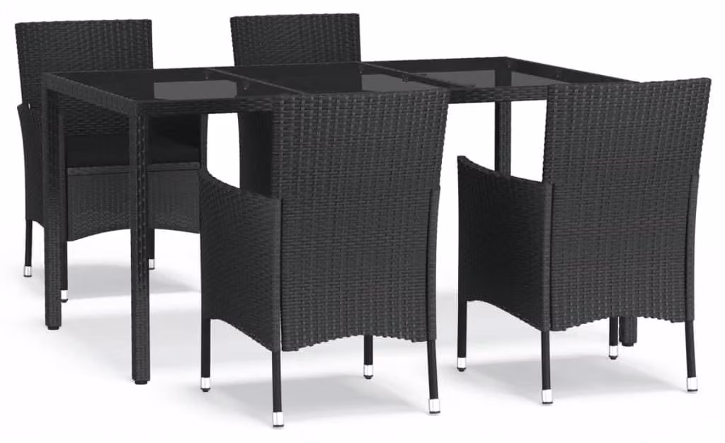 Set da giardino in rattan sintetico - 150 cm - Nero - Resistente agli agenti atmosferici - Con cuscini