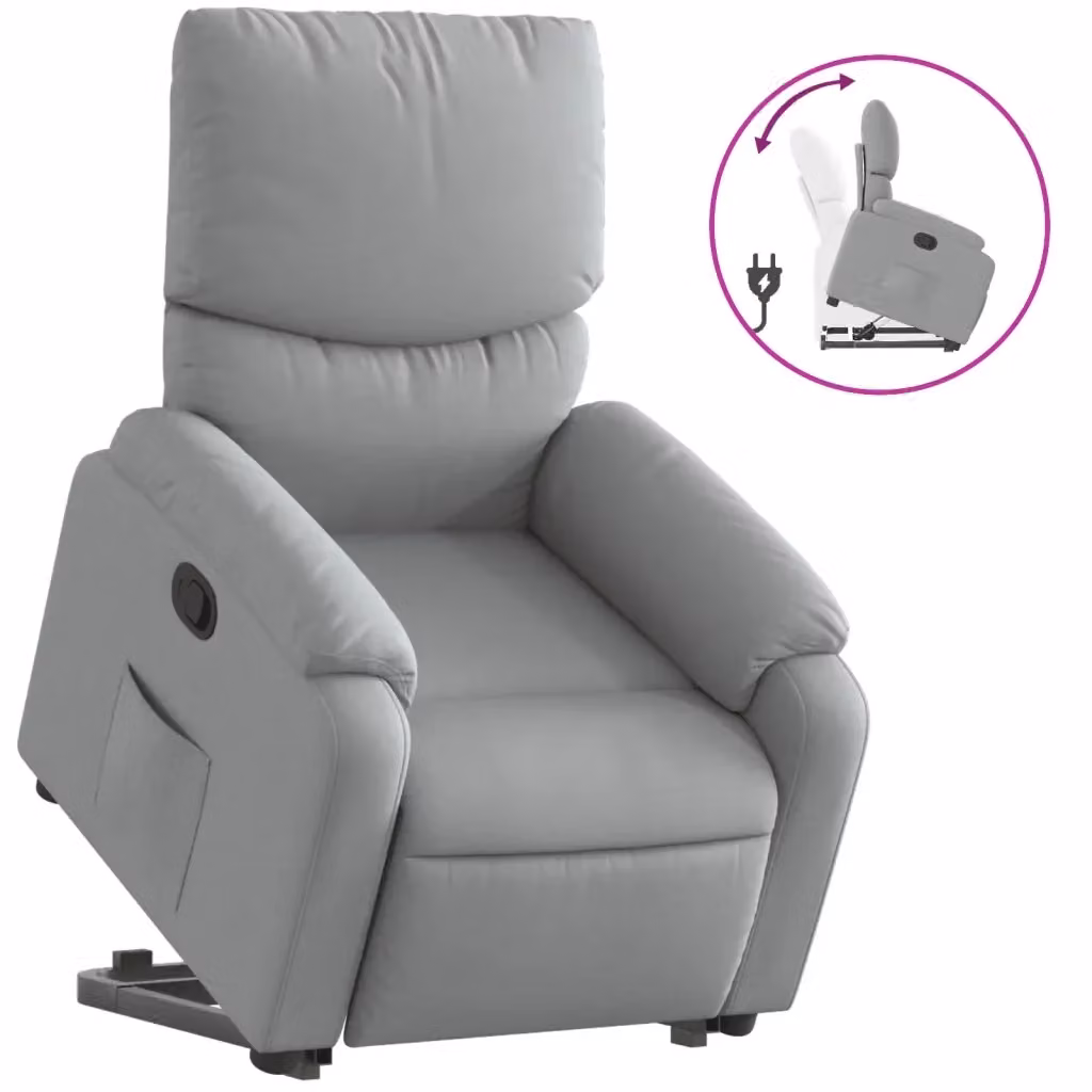 vidaXL Poltrona Alzapersona Reclinabile Grigia con Assistenza Elettrica e Braccioli – 2