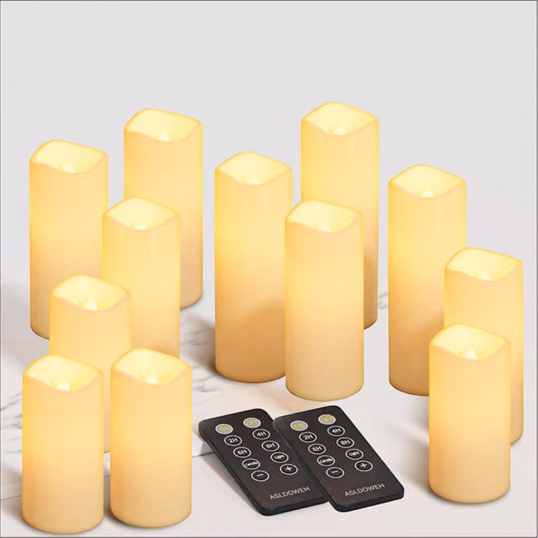 Livista® - Candele a LED con telecomando - 12 pezzi - 4 dimensioni diverse - 2 telecomandi - effetto fiamma -
