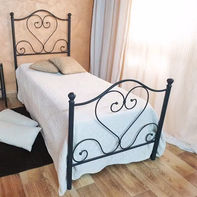 Letto singolo in ferro battuto PAPAVERO EFFEZ colore Nero Oro L 90 cm x P 201 cm x H 126 cm