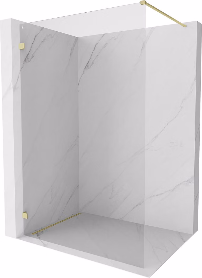 Mexen Lunar parete doccia Walk-in sinistra 140 x 200 cm, trasparente 8 mm, oro spazzolato - 830-140-000-55-00-L