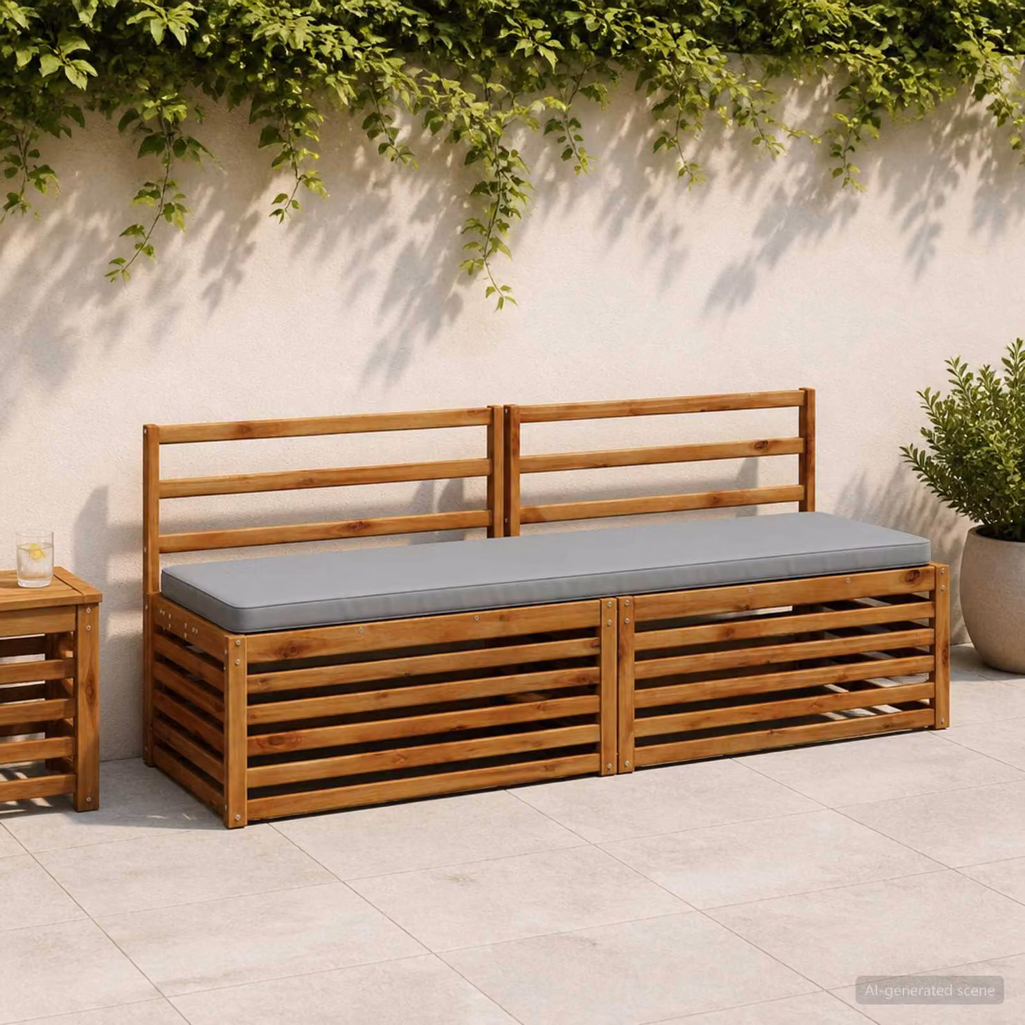 Set di 2 cuscini per panchina vidaXL VUGHT in poliestere grigio con rivestimento lavabile e resistente ai raggi UV