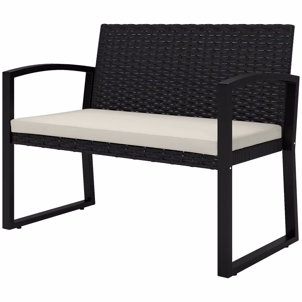 Divano da giardino a 2 posti Xylo in polyrattan grigio antracite con struttura in acciaio e cuscini L: 103 cm, P: 58 cm, H: 78 cm – 2