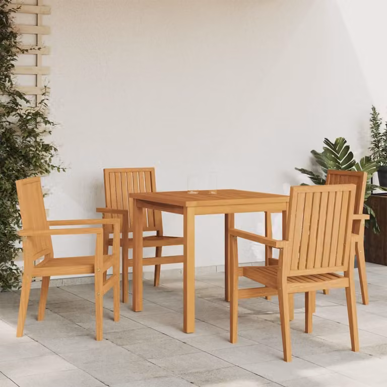 Maison Exclusive - Set da pranzo da giardino in teak massiccio, 5 pezzi