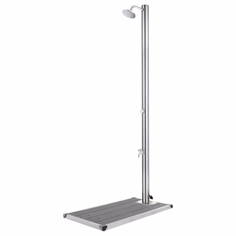 Prolenta Premium - Doccia da giardino con piatto grigio da 220 cm in acciaio inox