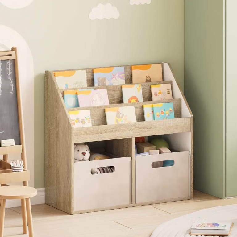 Libreria per bambini vidaXL moderna in MDF color rovere sonoma, L: 72,5 cm, P: 29,5 cm, H: 69 cm