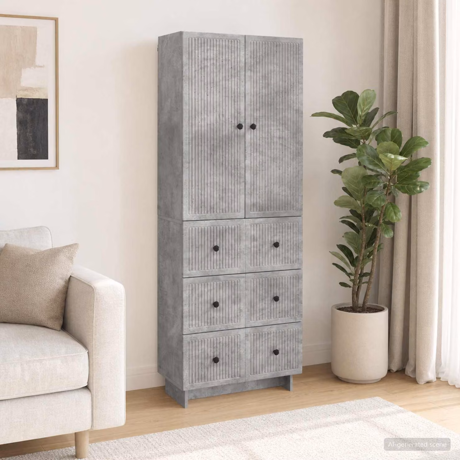 Set di 2 armadi a parete vidaXL in MDF Grigio, design moderno con ante a battente e cassetti interni, L/P/H: 90,0 x 34,5 x 66,0 cm