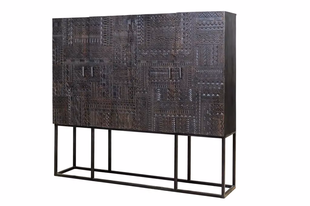 Consolle in legno di mango intagliato Giner Y Colomer, marrone e nero – 2