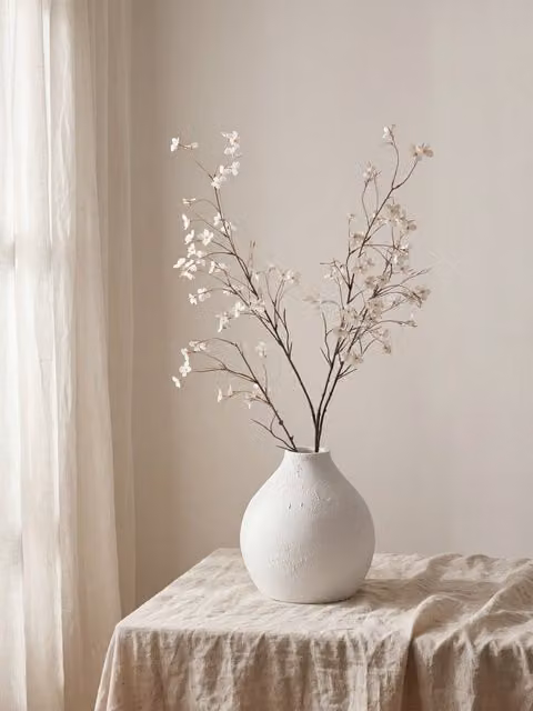 Fiore artificiale Sakura bianco Kenay Home in ceramica e tessuto