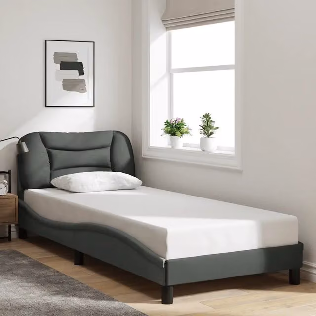 Giroletto senza materasso Hvar vidaXL Grigio con struttura imbottita in tessuto e legno, L/P/H: 90 x 200 cm
