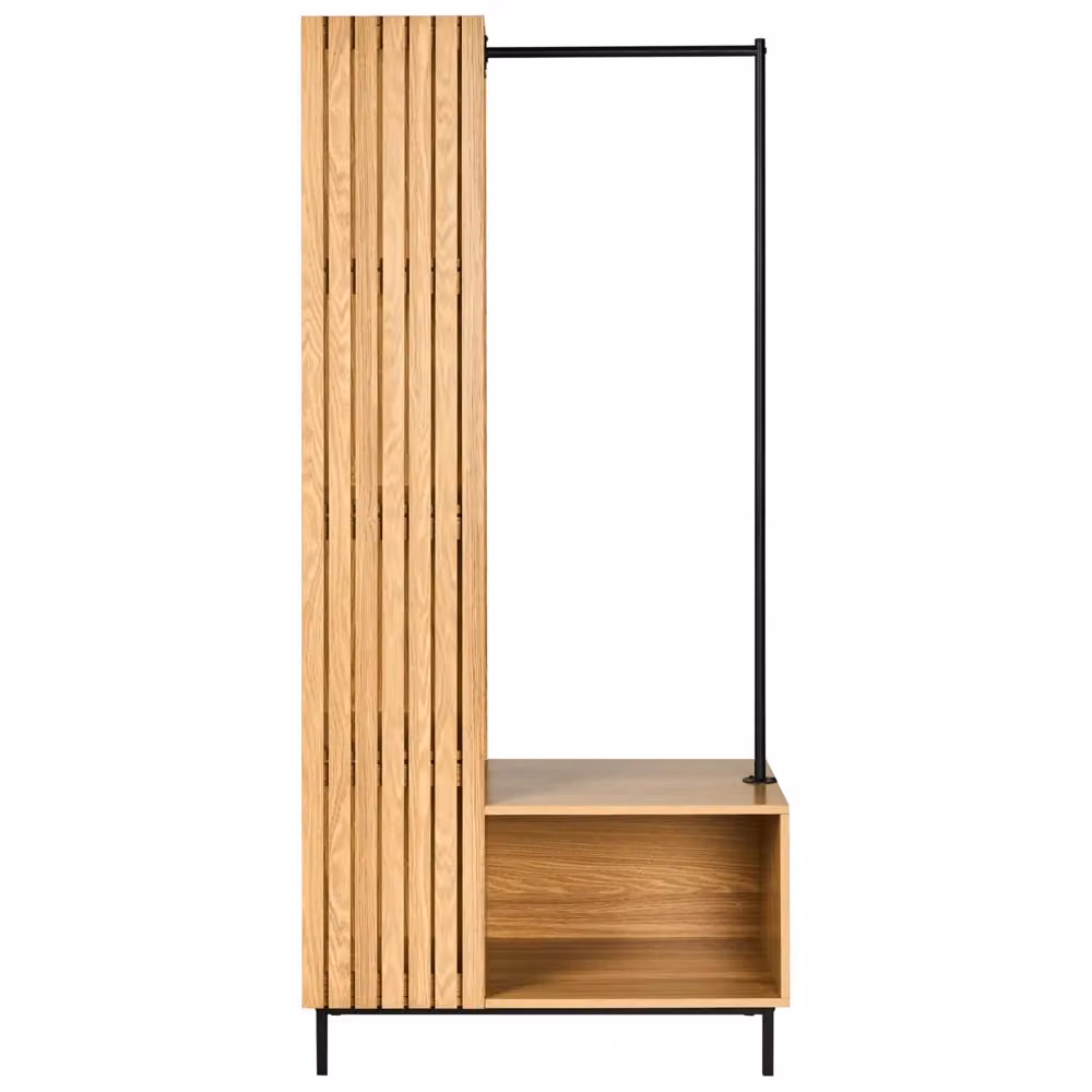 Armadio aperto BELIANI in MDF e metallo marrone con ripiani e appendiabiti stile moderno H: 175 cm, L: 76 cm, P: 45 cm – 2