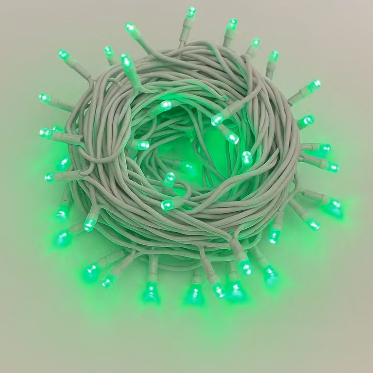 ETTROIT Catena Luminosa 100 LED, 10Mt, Luce Verde, Cavo Bianco, IP65, Prolungabile, Effetto Flash , ghirlanda nataliza, negozi, balcone natale