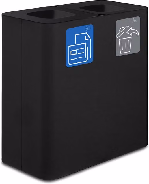 Pattumiera Sistema di Raccolta Rifiuti 77x38xh80 cm In Acciaio Verniciato 2 Scomparti Nero