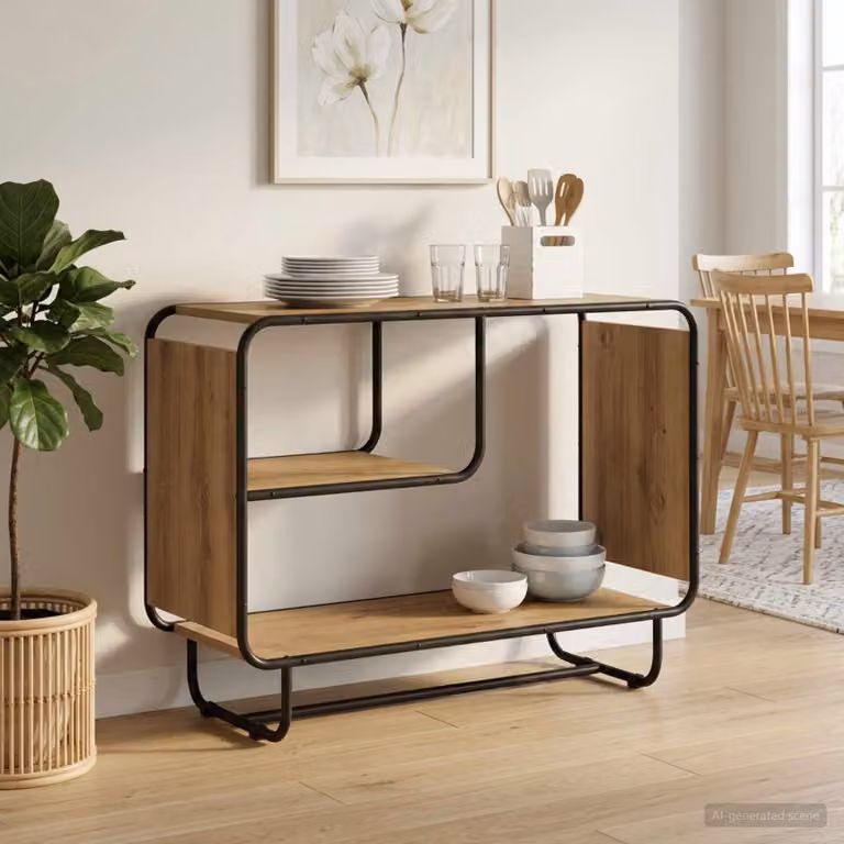 Credenza in stile industriale vidaXL in rovere marrone, L 93.5 x P 37.5 x H 64.5 cm