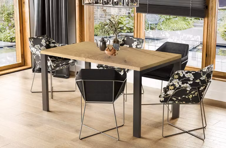 Endo-Möbel Garant tavolo da pranzo 130cm-265cm metallo allungabile tavolo da cucina con struttura in metallo (rovere naturale)