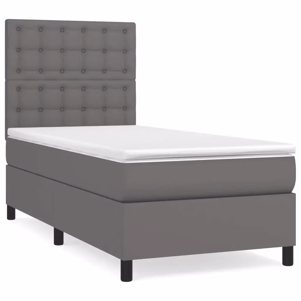 Letto a molle con materasso ibrido vidaXL in similpelle grigio e bianco L: 80 cm, P: 200 cm – 2