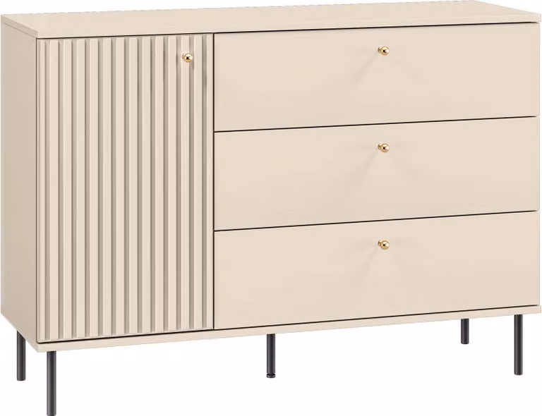 FURNLUX Credenza Sophie Beige 120cm / Colore principale: Beige / Dimensioni: 120 x 85 x 40 cm