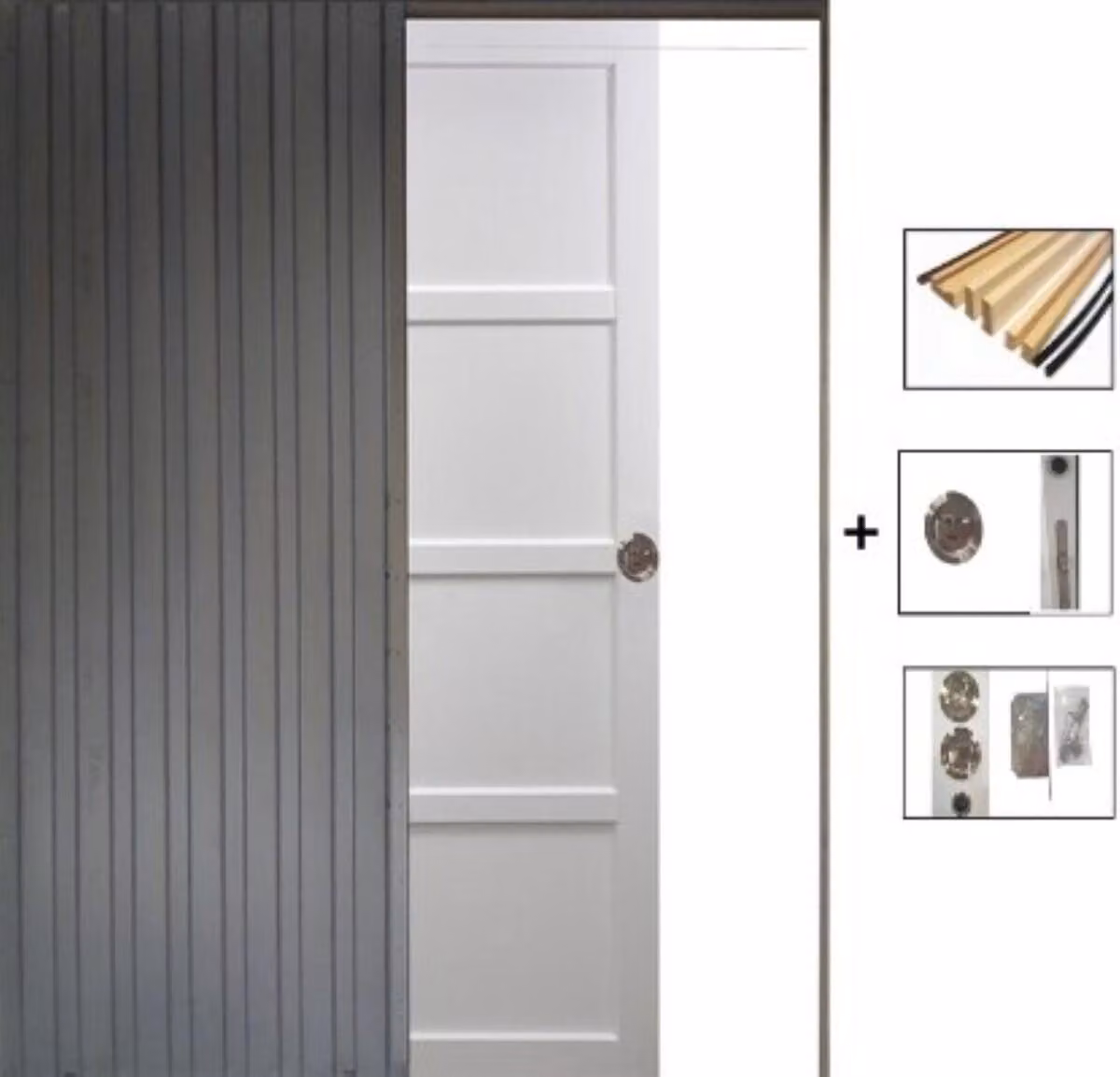 Porta scorrevole Tamera bianca a 4 ante H204 x L63 cm, con incasso, kit finitura Gd Menuserie