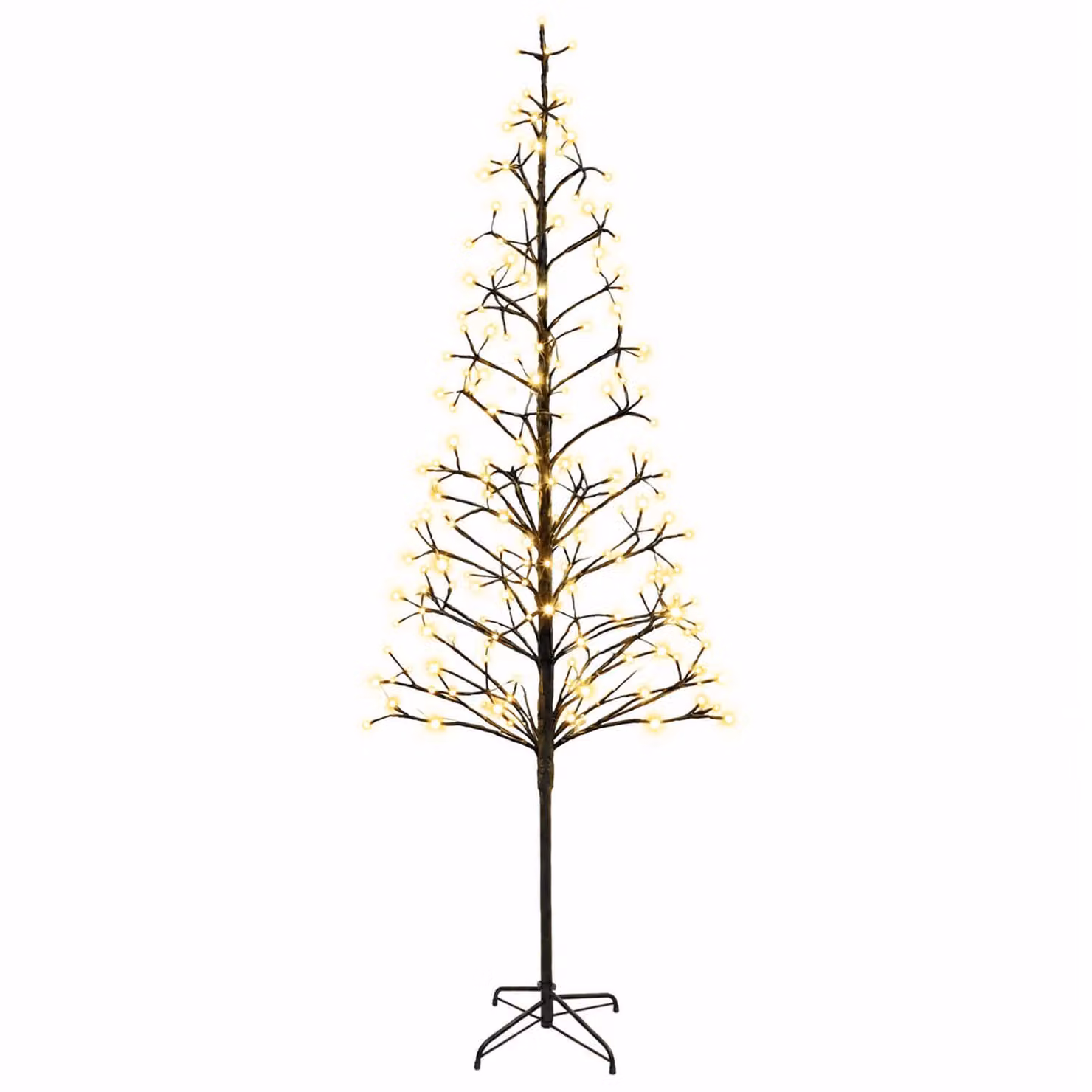 vidaXL Albero di Natale con luci LED Nero 240 cm Acciaio 268 LED