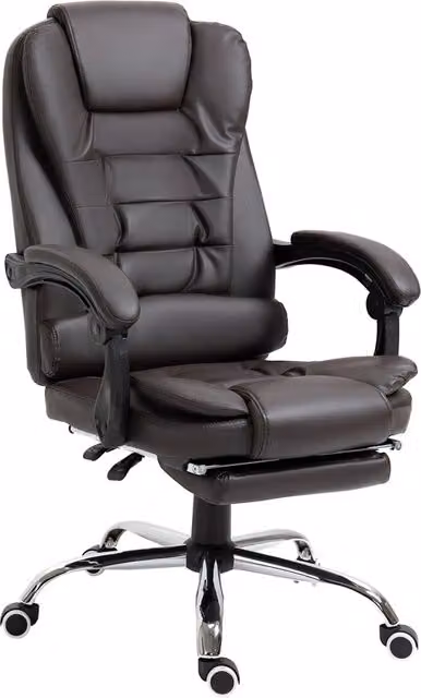 Poltrona da Ufficio Executive Stile Presidenziale Chesterfield GIORDANOSHOP, Reclinabile con Poggiapiedi, Rotante 360 e Regolabile in Altezza, Colore Marrone, L/P/H: 69.0 x 64.5 x 117.0 cm