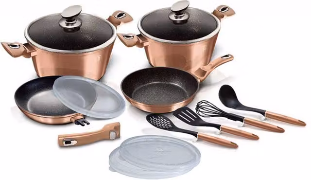 Berlinger haus BH-7058 Set di pentole in granito oro rosa - Pentole antiaderenti