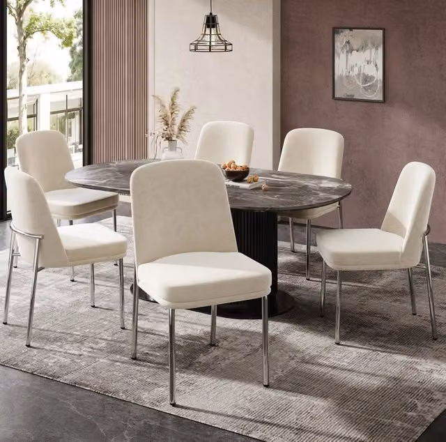 Set di 2 sedie da pranzo 42,5 x 53 x 82 cm in velluto beige moderno