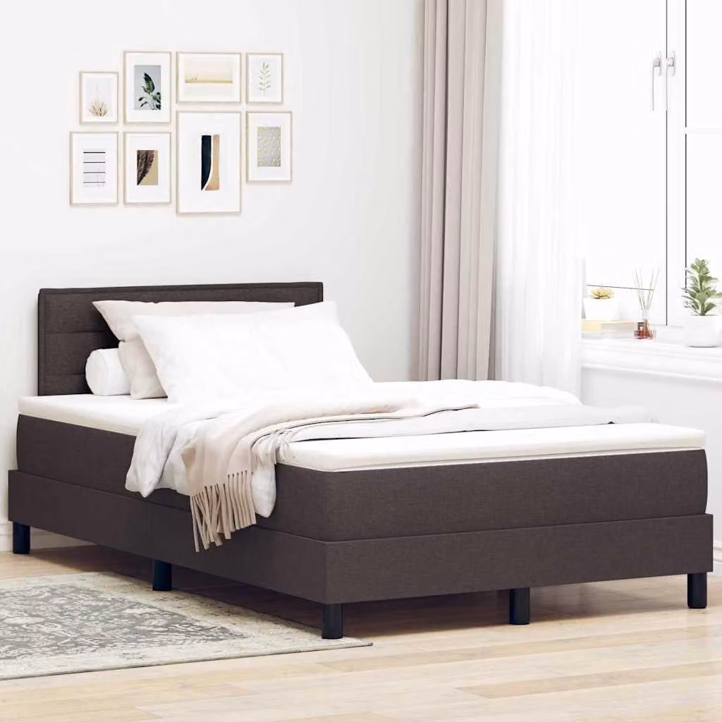 Maison Exclusive - Letto con materasso boxspring Marrone scuro 120 x 200 cm tessuto