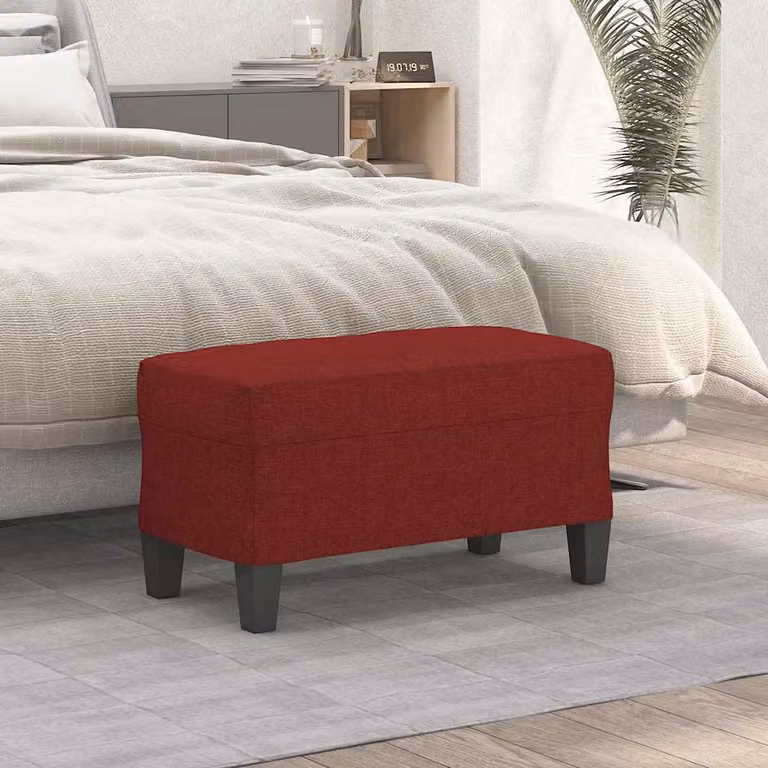 Panca vidaXL in tessuto rosso vino con struttura in legno per soggiorno o camera da letto L 70 x P 35 x H 41 cm