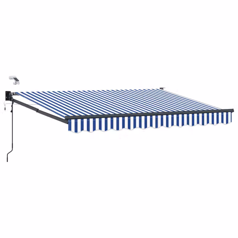 Tettuccio elettrico retrattile vidaXL in alluminio e poliestere, Blu e Bianco, L: 3,5 m x P: 2,5 m