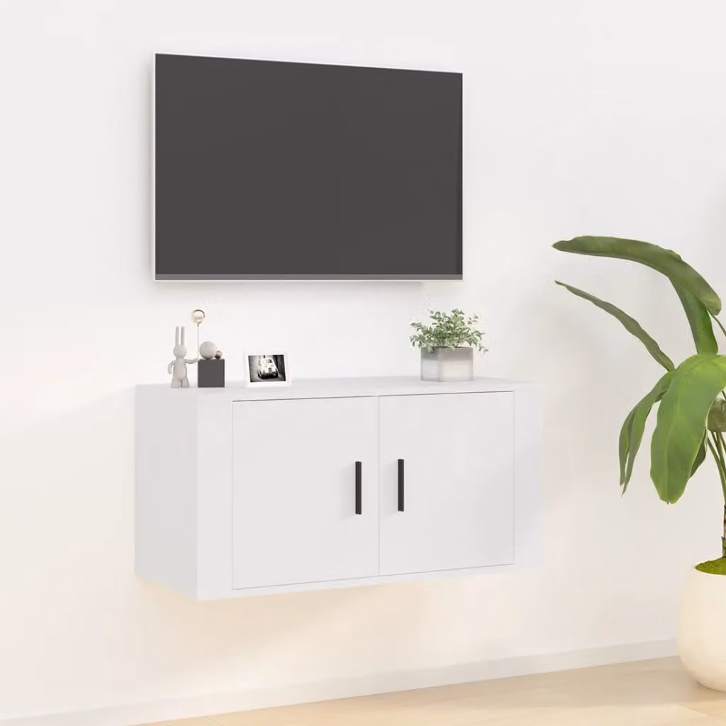 vidaXL Mobile Porta TV a Parete Bianco in Legno e MDF L: 80 cm, P: 34,5 cm, H: 40 cm
