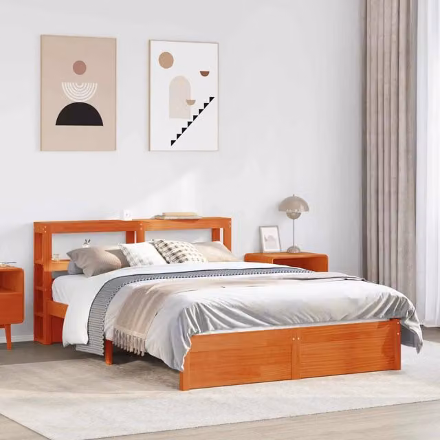Struttura del letto 2 pz Marrone cerato Legno di Pino Massello 3423793