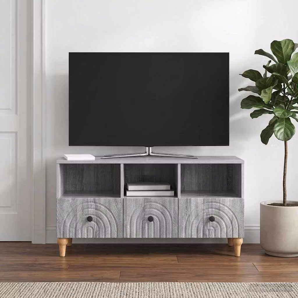 Mobile TV vidaXL moderno in legno ingegnerizzato grigio Sonoma L 102 x P 34,5 x H 50 cm